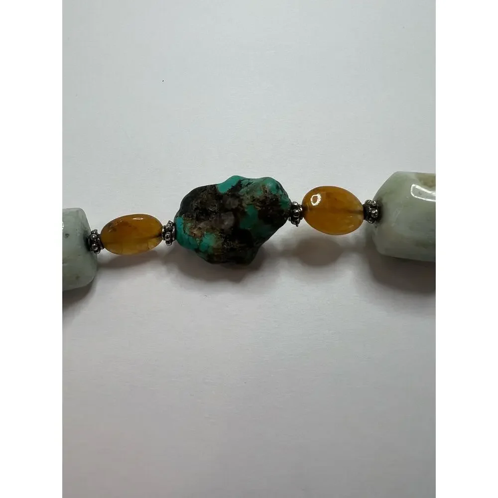 Handmade Turquoise and Agate Chunky Beaded Bracelet Clasp‎ Closure